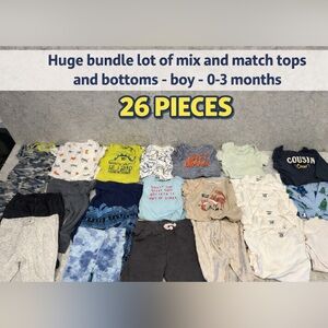 Mixed Baby Boy Onesies & Pants Bundle - Multi Color 0-3 months - 26 items
